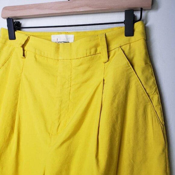 by‎ Anthropologie Pleated Tapered Trousers 2 Yellow Pants - Picture 2 of 11